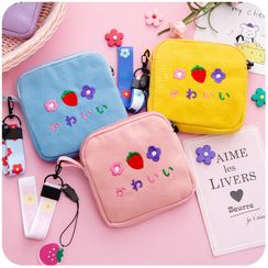 Momoi - Embroidered Zipper Pouch Momoi - Embroidered Zipper Pouch