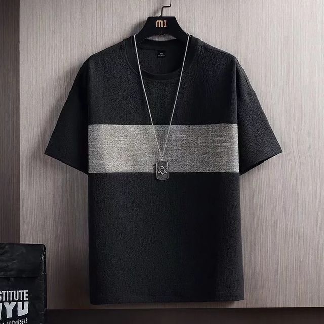 Acrius-Short-Sleeve Round Neck Two Tone T-Shirt