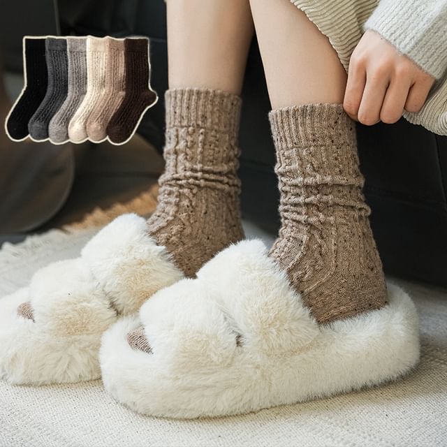 Mimiyu-Plain Crew Socks Set