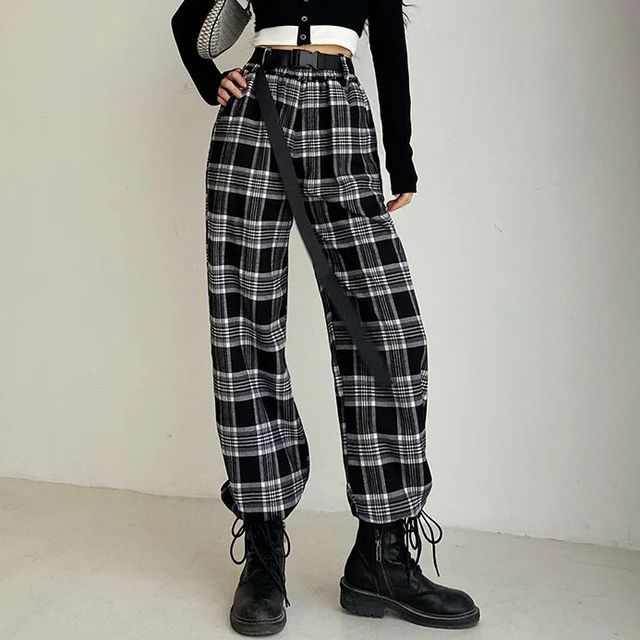 Plaid sales cuffed pants