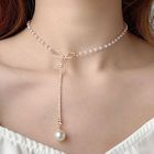 Cuivre - Alloy Bow Faux Pearl Pendant Necklace