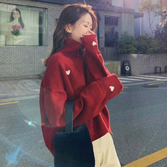 Apotheosis - Turtleneck Heart Embroidered Sweater Apotheosis - Turtleneck Heart Embroidered Sweater