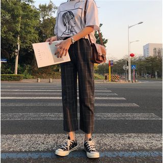 Korean on sale checkered pants