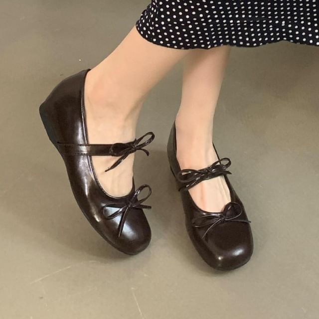 Anran-Bowknot Mary Jane Shoes