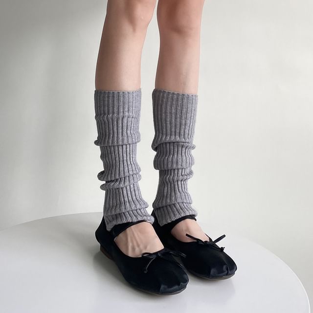 capsitoze - Plain Ribbed Knit Leg Warmers