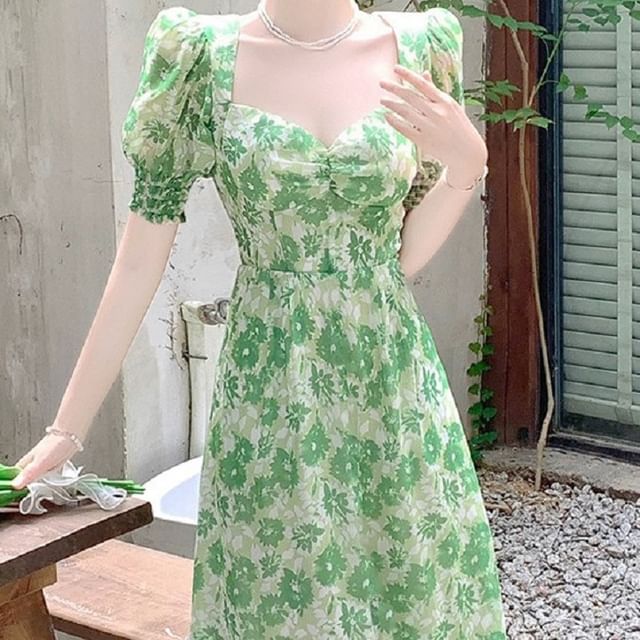 green emerald velvet dress Cleo Midi Dress - Sage main image 1
