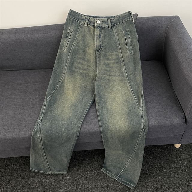 Plummie-Mid Rise Washed Wide Leg Jeans