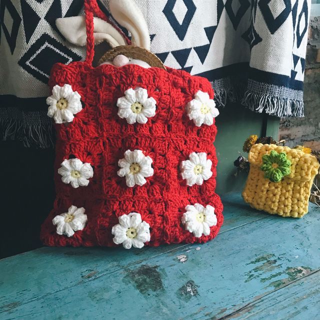 Peace, Love, and Granola Crocheted Handbag
