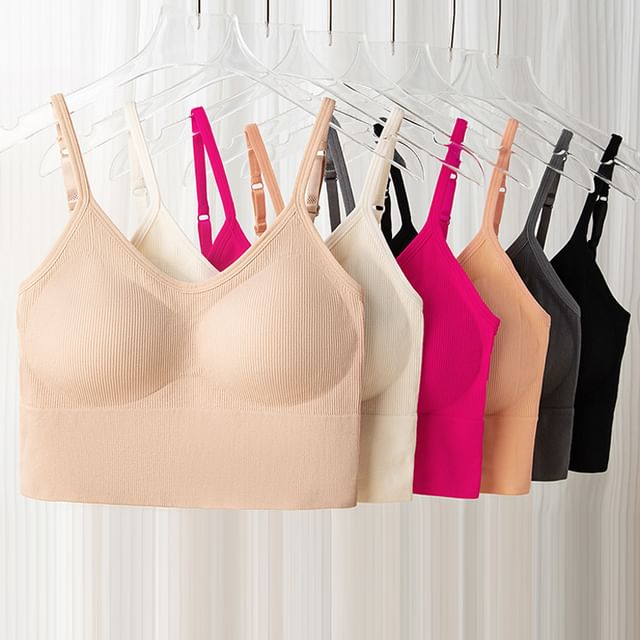 Wildery-Plain Ribbed Wireless Bra Top