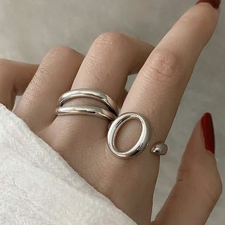 Kamuel-O Shape Alloy Open Ring Layered Alloy Ring