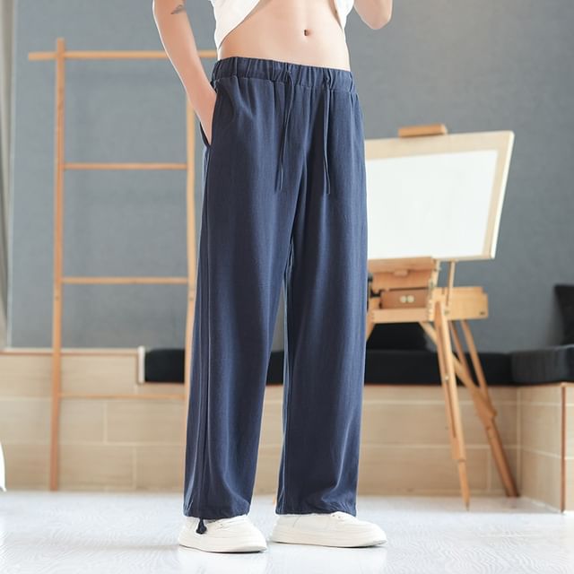 YIKES-Mid Rise Plain Wide Leg Sweatpants