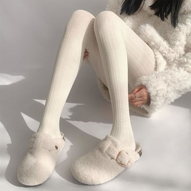 Desperim-Plain Ribbed Tights