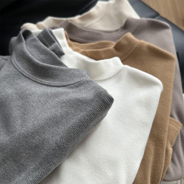 DIYI-Long-Sleeve Crew Neck Plain T-Shirt
