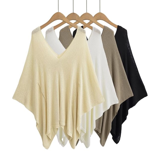 Hollahop-34-Sleeve V-Neck Asymmetrical Plain Top