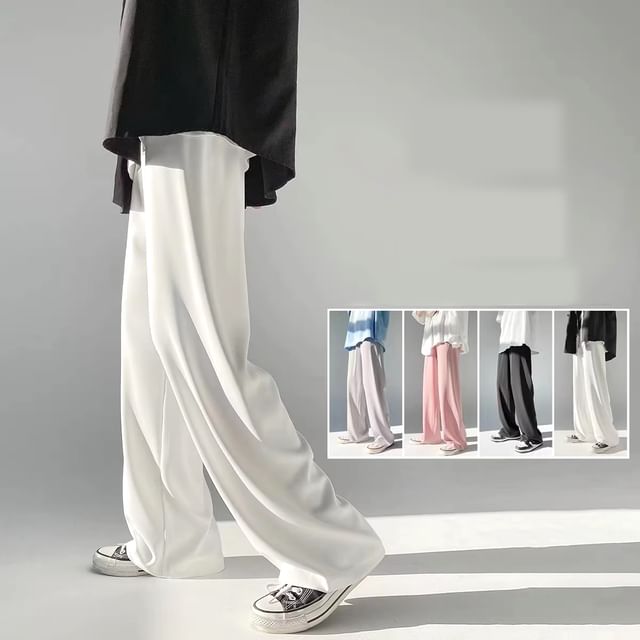 Blueforce-Mid Rise Plain Straight Leg Pants