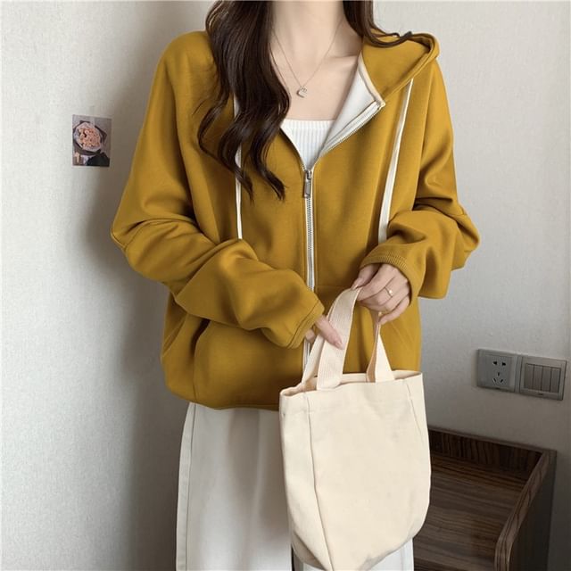 Iduna-Drawstring Zip Hoodie
