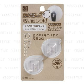 Kokubo-Pitacco Reusable Adhesive Hook Transparent-2 Pcs