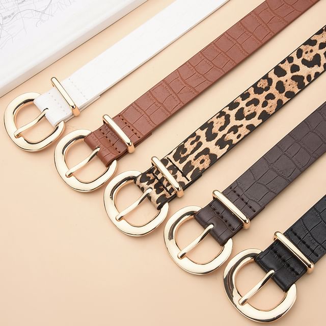 Aucucci-Faux Leather Buckle Belt