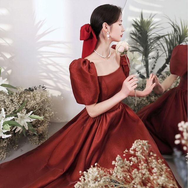 Wedding Dress Prom Dress Yesstyle Angel Bridal Puff-Sleeve A-Line Cocktail Dress Evening Gown