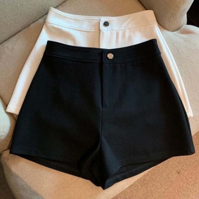 Yako-High Waist Plain Shorts