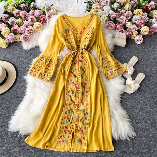 flare sleeve maxi dress Elemental Power Flare Sleeve Maxi Dress
