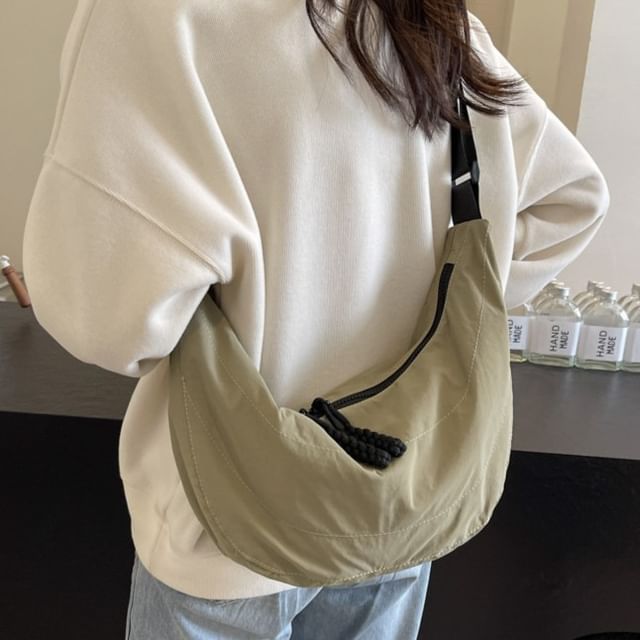 HOVERUP-Plain Fabric Crossbody Bag