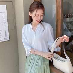 CANMART - Half-Placket 3/4-Sleeve Blouse