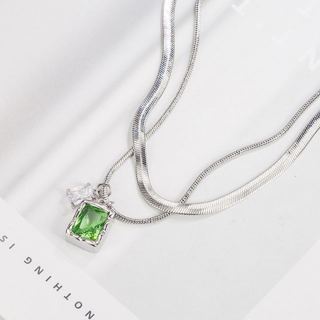 Forainer-Rhinestone Layered Necklace