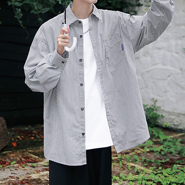 Soulcity-Striped Button-Up Shirt