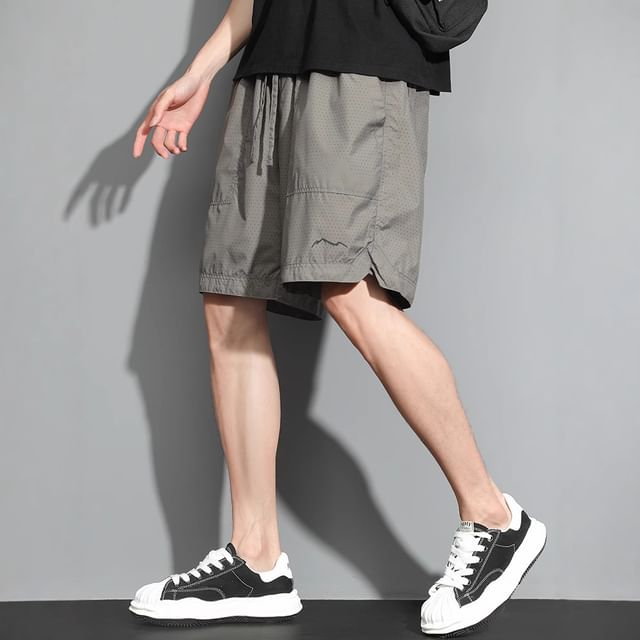 Neonity Wear-Drawstring Waist Plain Panel Shorts