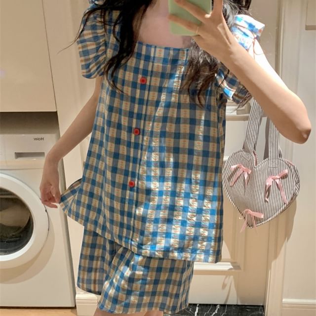 Dazzli-Plaid Pajama Set Various Designs