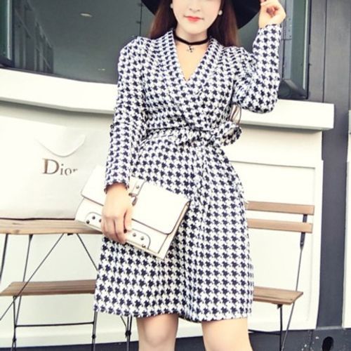 送料無料低価】 Her lip to Houndstooth Belted Knit Dress wmznh