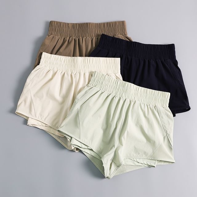 Runyz-High Waist Plain Sweatshorts