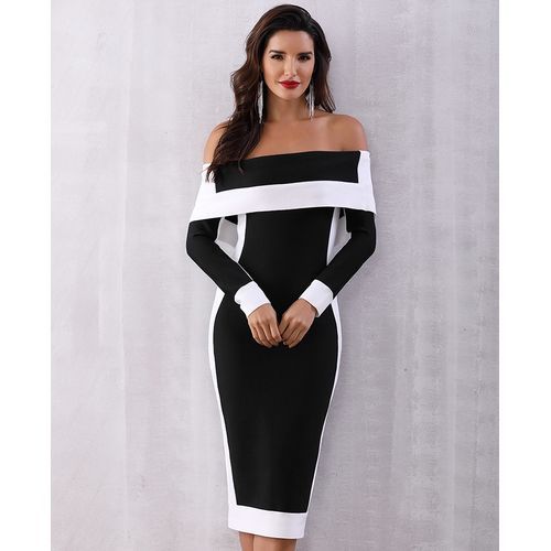 Izzabella - Long-Sleeve Off-Shoulder Midi Sheath Dress | YesStyle