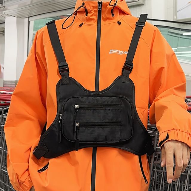 SUNMAN-Plain Nylon Chest Belt Bag