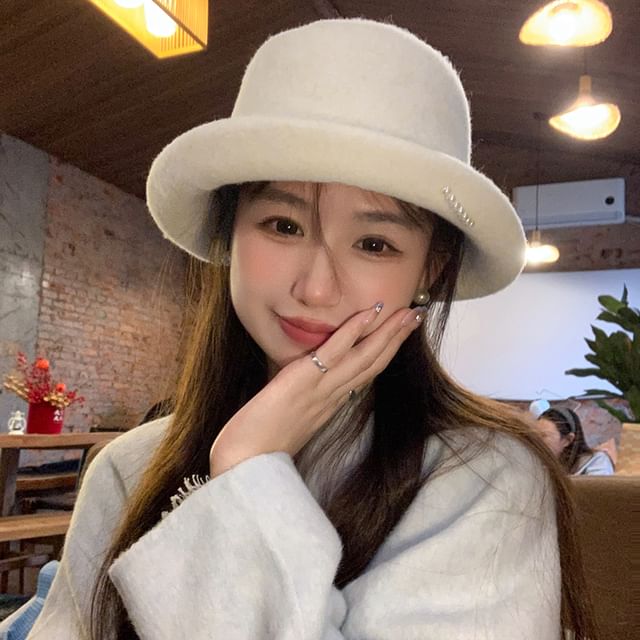 4-4 STUDIO-Plain Fluffy Bucket Hat