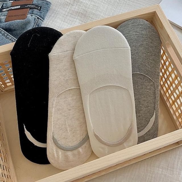 Mimiyu-Plain No Show Socks Set