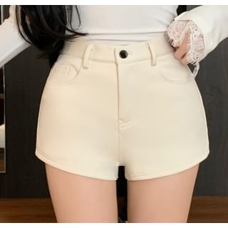 Isaaca-High Waist Plain Shorts