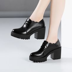 Hannah - 厚底粗跟系带鞋 Hannah - 厚底粗跟系带鞋