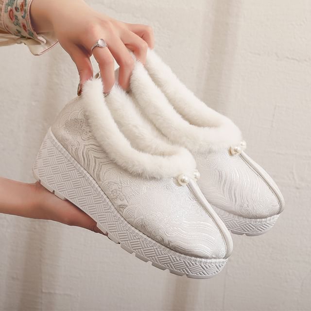 FRAISO Fleece Lined Platform Slip Ons YesStyle