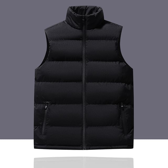 Stone Leo-Plain Zip Puffer Vest