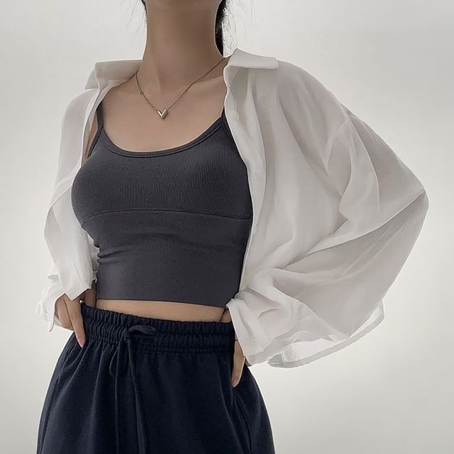 Coris-Plain Crop Shirt