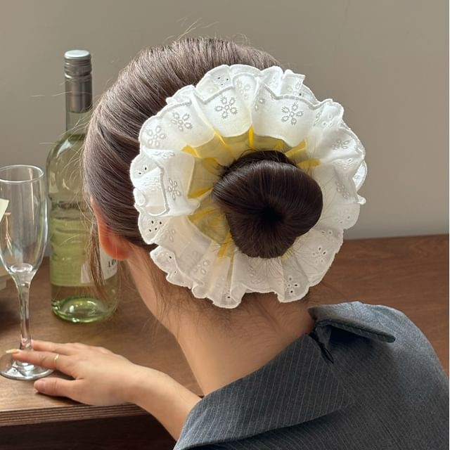 Allyrinta-Plain Lace Trim Scrunchie