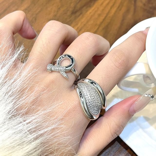 CIMAO-Rhinestone Glossy Ring