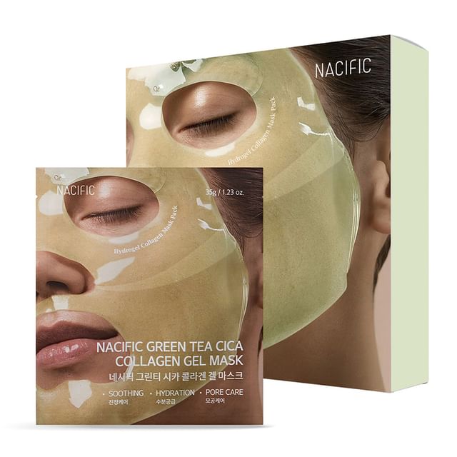 Nacific-Green Tea Cica Collagen Gel Mask Set - Kit de Máscaras Faciais em Gel-35 G X 4 Unid