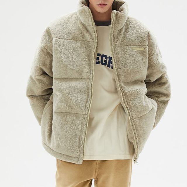 VEAZ-Faux Shearling Padded Zip Jacket