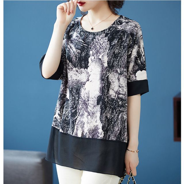 Everose-Elbow-Sleeve Tie Dye Blouse
