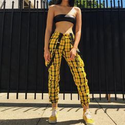 Oonnukal - Plaid Cargo Pants with Suspender Oonnukal - Plaid Cargo Pants with Suspender