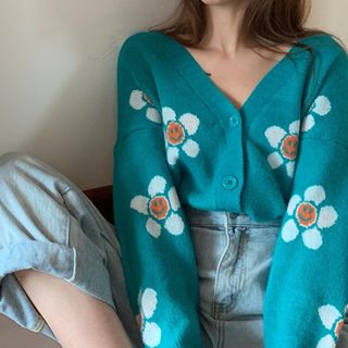 blue flower cardigan