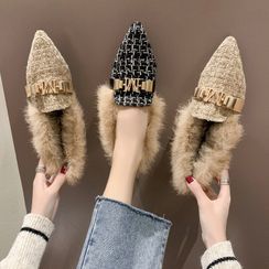 NODO - Furry Trim Pointed Flats NODO - Furry Trim Pointed Flats